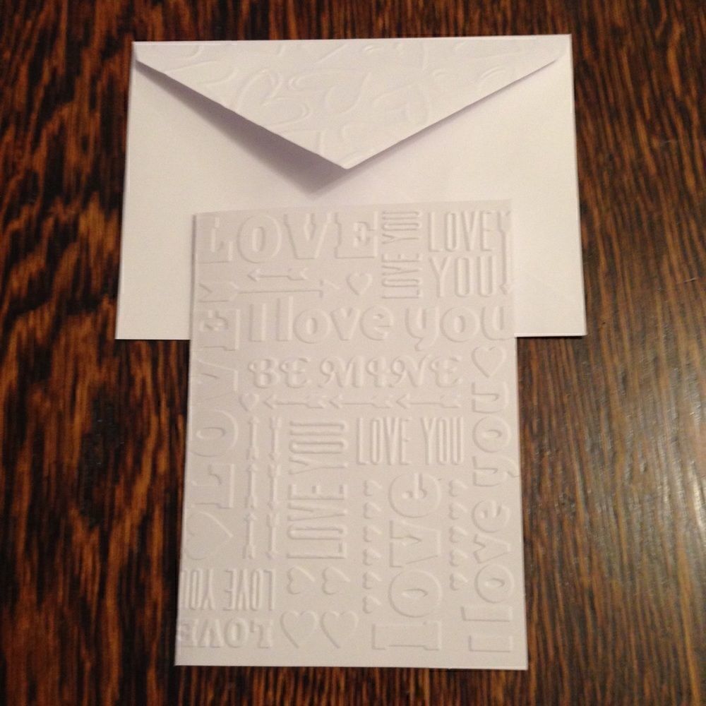 4 Hand made embossed blank love theme cards‎